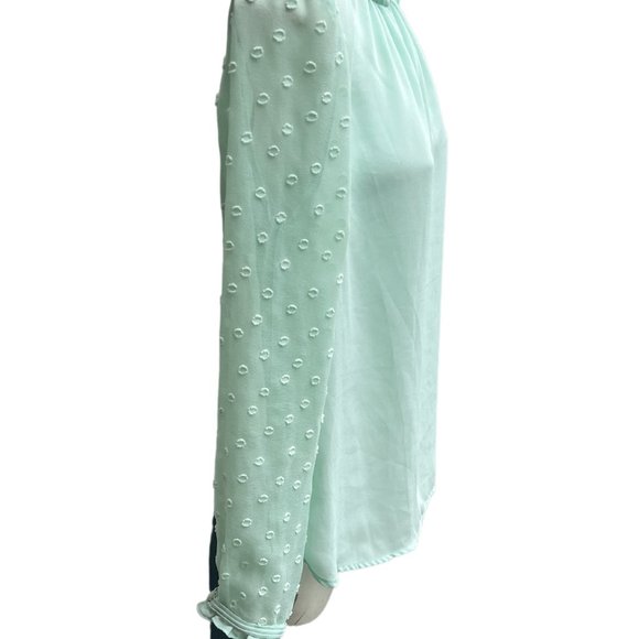 HD In Paris Sheer Sleeve Ruffle Collar Back Button Blouse Top Mint Green Size 2 - Picture 5 of 12